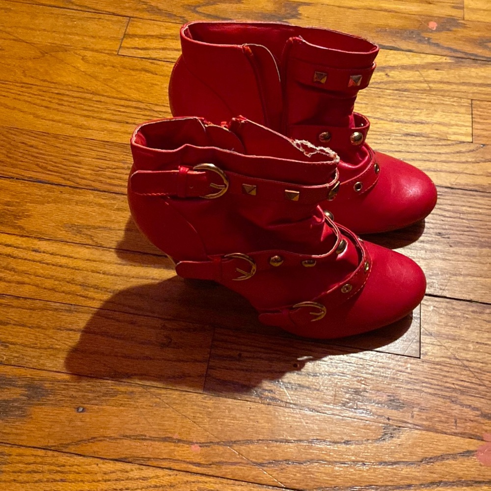 Red ankle booties